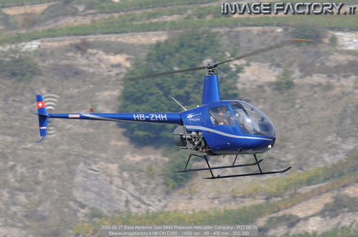 2008-09-27 Base Aerienne Sion 0440 Robinson Helicopter Company - R22 BETA